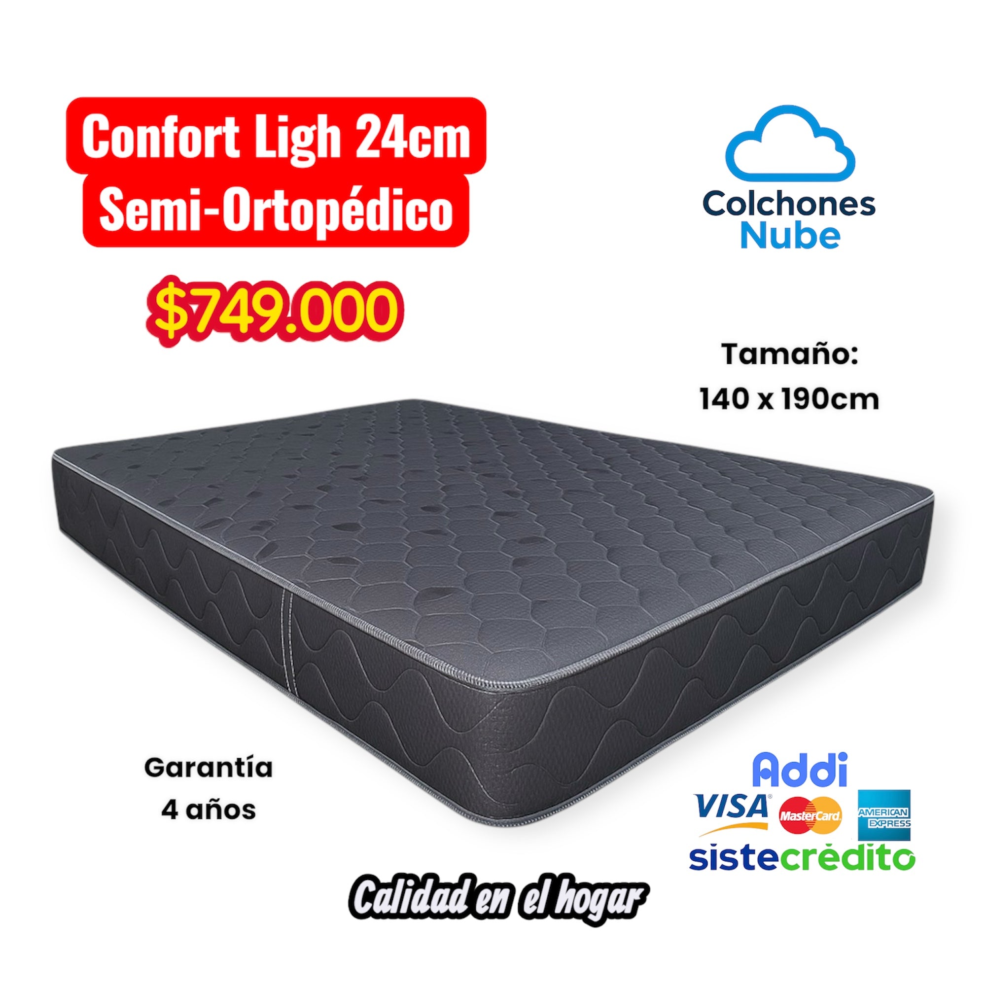 Colchón 24cm Semi-Ortopédico